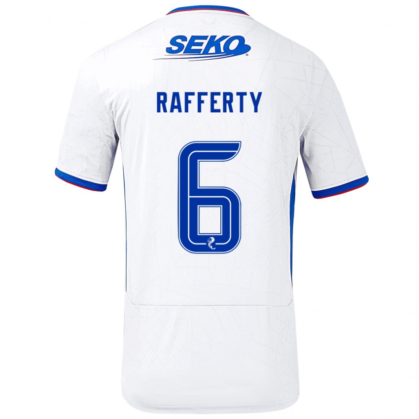 Niño Camiseta Laura Rafferty #6 Blanco Azul 2ª Equipación 2024/25 La Camisa México