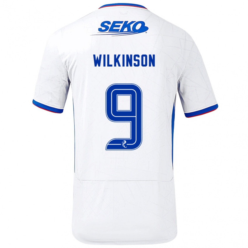 Niño Camiseta Katie Wilkinson #9 Blanco Azul 2ª Equipación 2024/25 La Camisa México