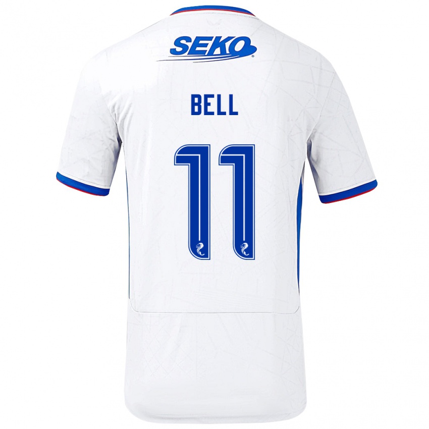 Niño Camiseta Megan Bell #11 Blanco Azul 2ª Equipación 2024/25 La Camisa México