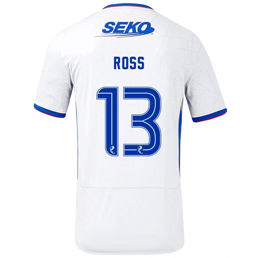 Niño Camiseta Jane Ross #13 Blanco Azul 2ª Equipación 2024/25 La Camisa México