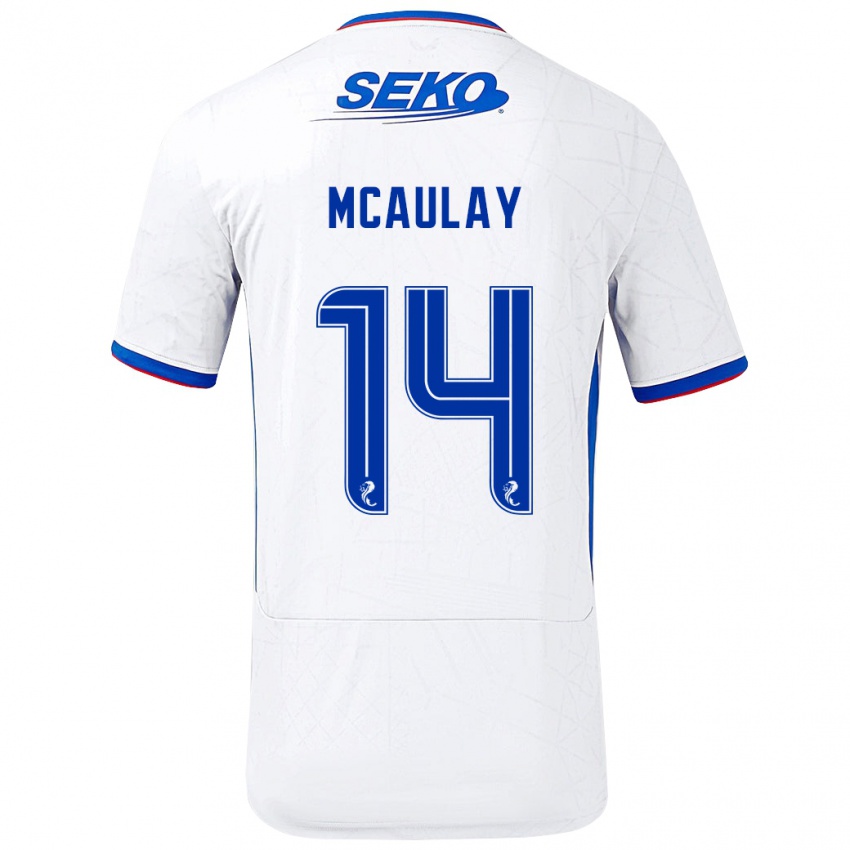 Niño Camiseta Mia Mcaulay #14 Blanco Azul 2ª Equipación 2024/25 La Camisa México