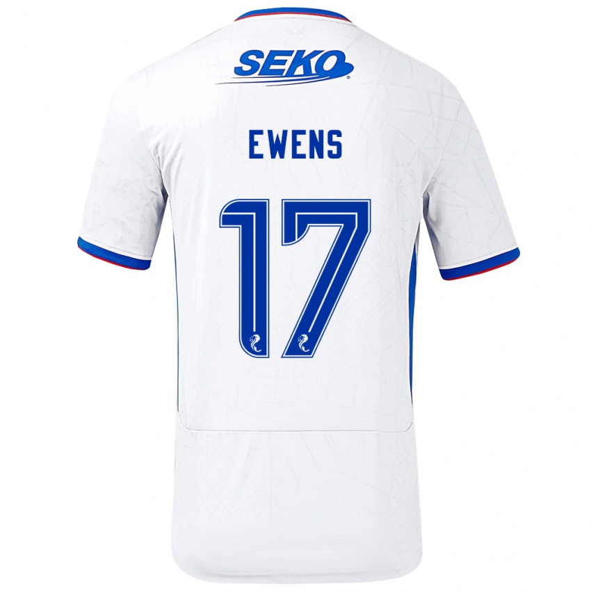 Niño Camiseta Sarah Ewens #17 Blanco Azul 2ª Equipación 2024/25 La Camisa México