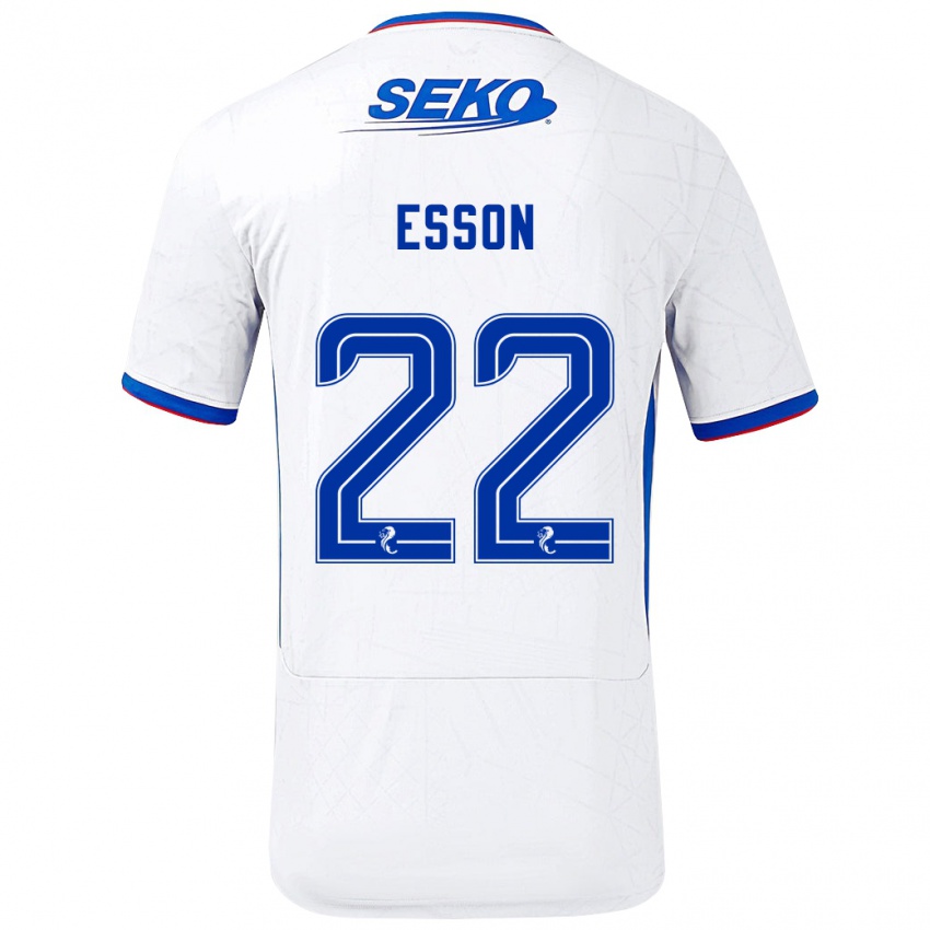 Niño Camiseta Victoria Esson #22 Blanco Azul 2ª Equipación 2024/25 La Camisa México