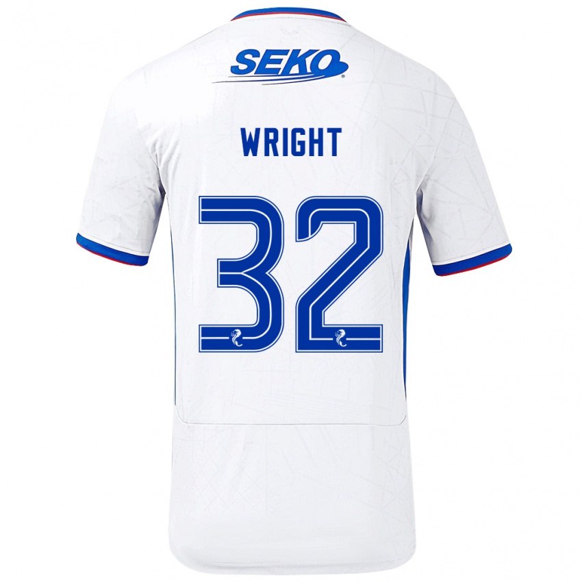 Niño Camiseta Kieran Wright #32 Blanco Azul 2ª Equipación 2024/25 La Camisa México