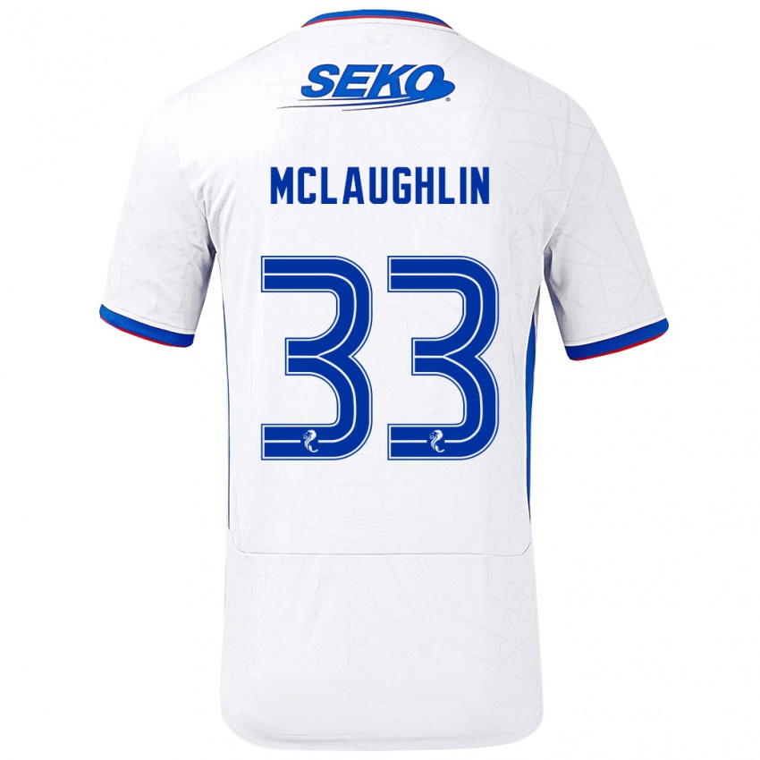 Niño Camiseta Jon Mclaughlin #33 Blanco Azul 2ª Equipación 2024/25 La Camisa México