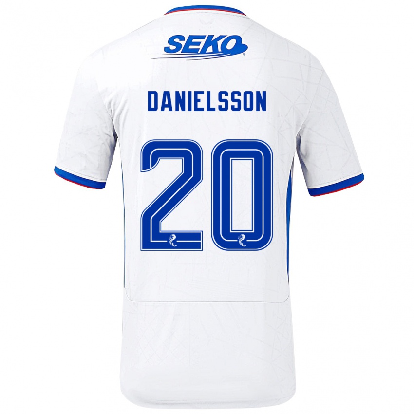 Niño Camiseta Jenny Julia Danielsson #20 Blanco Azul 2ª Equipación 2024/25 La Camisa México