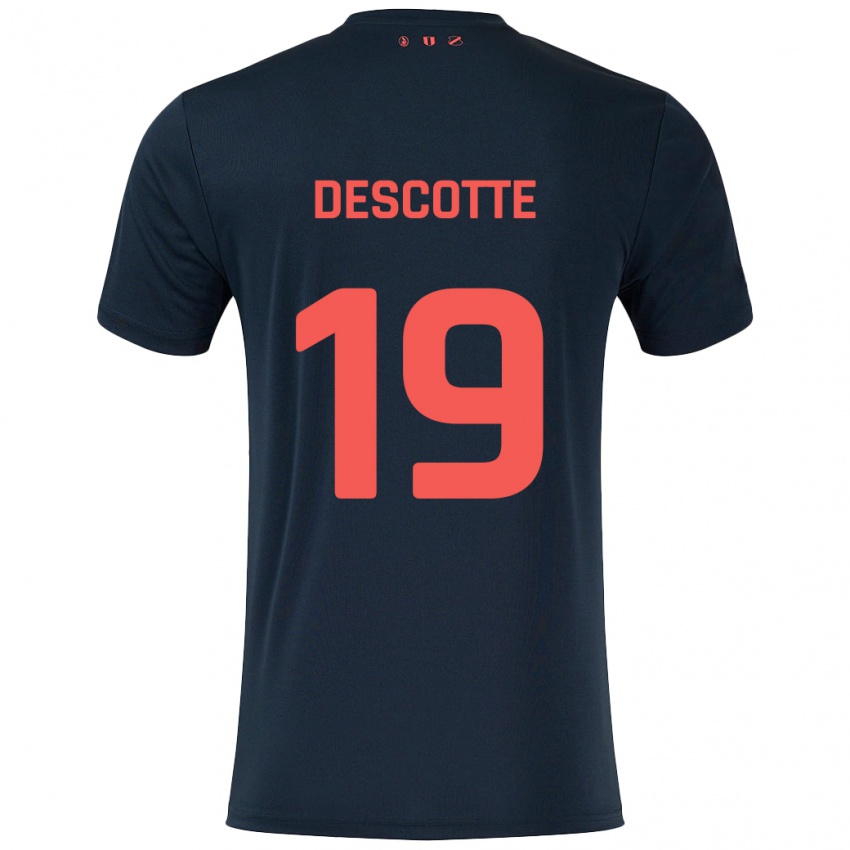 Niño Camiseta Anthony Descotte #19 Negro Rojo 2ª Equipación 2024/25 La Camisa México