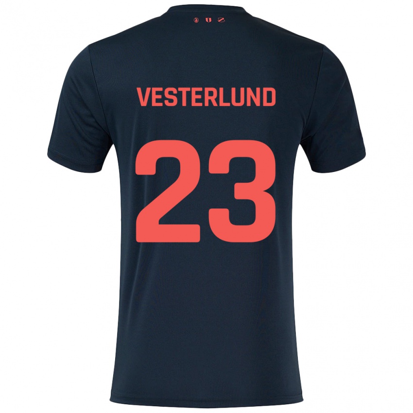 Niño Camiseta Niklas Vesterlund #23 Negro Rojo 2ª Equipación 2024/25 La Camisa México