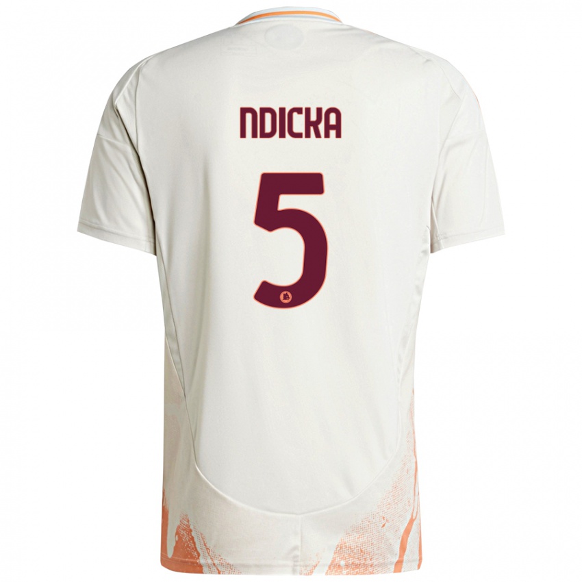 Niño Camiseta Evan Ndicka #5 Crema Blanco Naranja 2ª Equipación 2024/25 La Camisa México