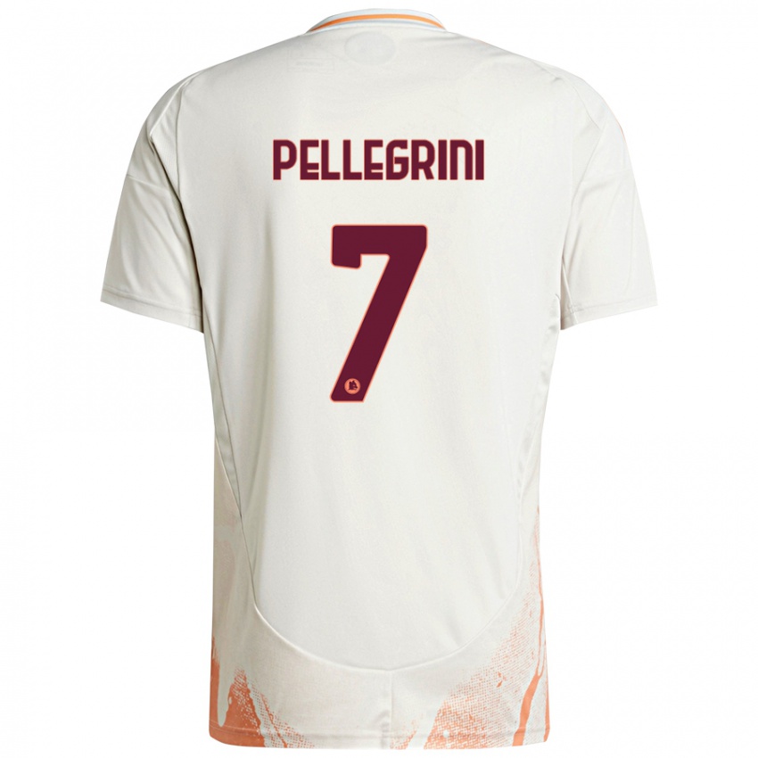 Niño Camiseta Lorenzo Pellegrini #7 Crema Blanco Naranja 2ª Equipación 2024/25 La Camisa México