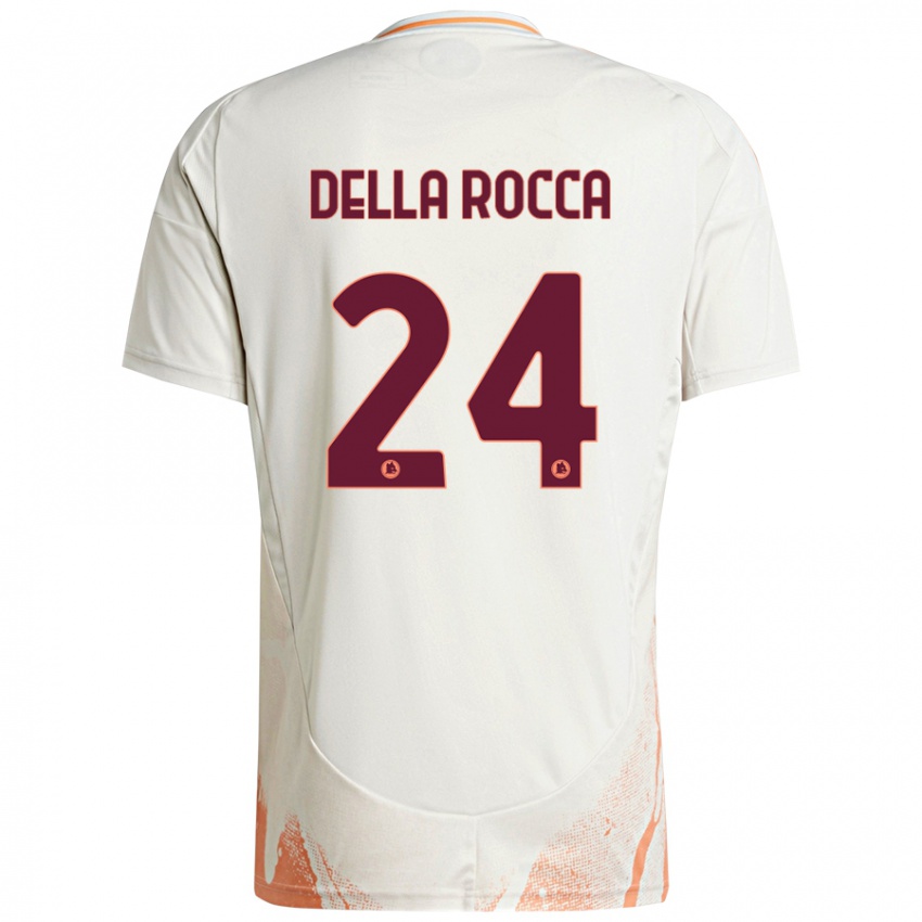 Niño Camiseta Mattia Della Rocca #24 Crema Blanco Naranja 2ª Equipación 2024/25 La Camisa México