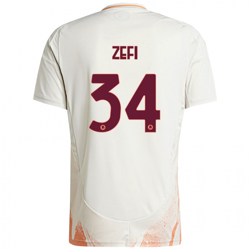 Niño Camiseta Kevin Zefi #34 Crema Blanco Naranja 2ª Equipación 2024/25 La Camisa México