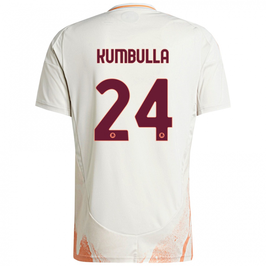 Niño Camiseta Marash Kumbulla #24 Crema Blanco Naranja 2ª Equipación 2024/25 La Camisa México