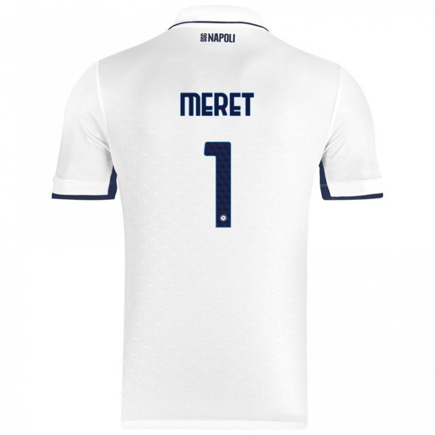 Niño Camiseta Alex Meret #1 Blanco Azul Real 2ª Equipación 2024/25 La Camisa México