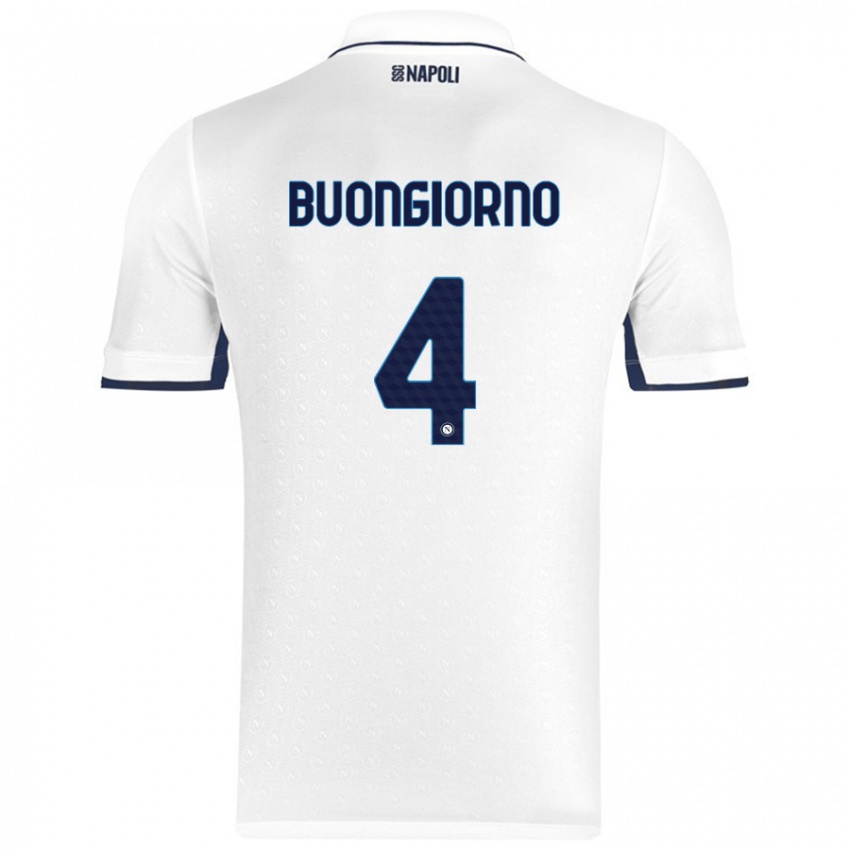 Niño Camiseta Alessandro Buongiorno #4 Blanco Azul Real 2ª Equipación 2024/25 La Camisa México