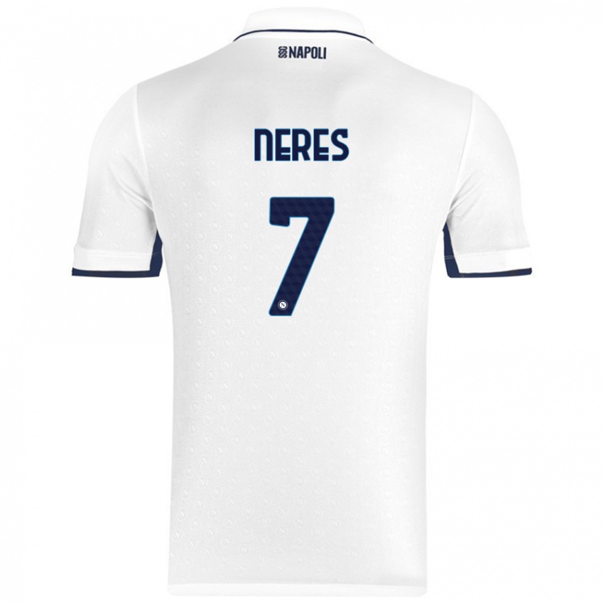 Niño Camiseta David Neres #7 Blanco Azul Real 2ª Equipación 2024/25 La Camisa México