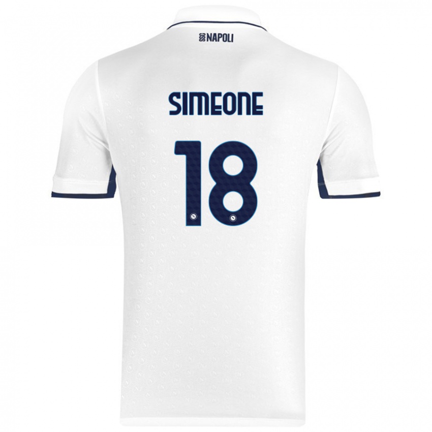 Niño Camiseta Giovanni Simeone #18 Blanco Azul Real 2ª Equipación 2024/25 La Camisa México