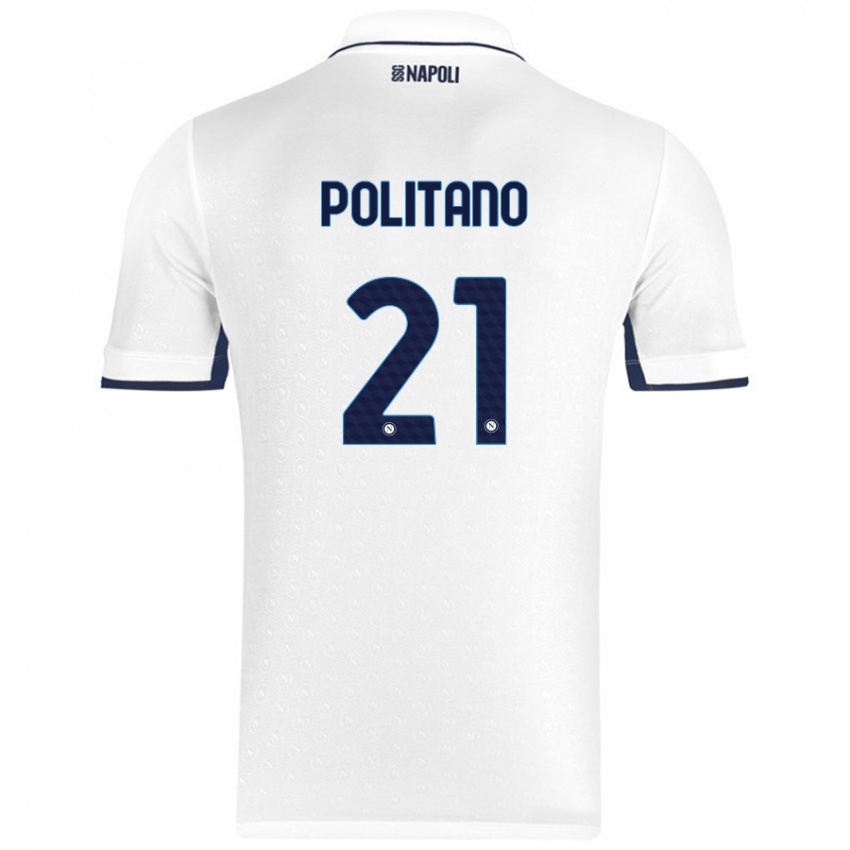 Niño Camiseta Matteo Politano #21 Blanco Azul Real 2ª Equipación 2024/25 La Camisa México