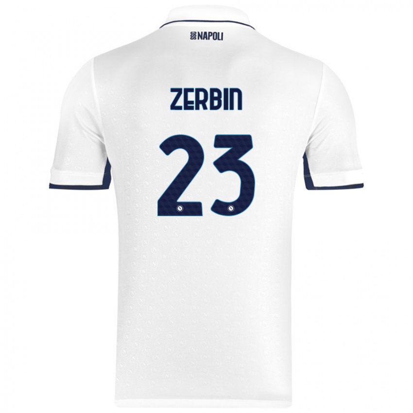 Niño Camiseta Alessio Zerbin #23 Blanco Azul Real 2ª Equipación 2024/25 La Camisa México