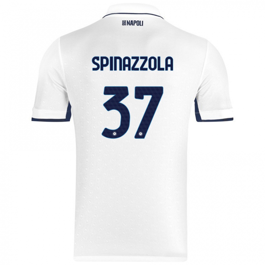 Niño Camiseta Leonardo Spinazzola #37 Blanco Azul Real 2ª Equipación 2024/25 La Camisa México