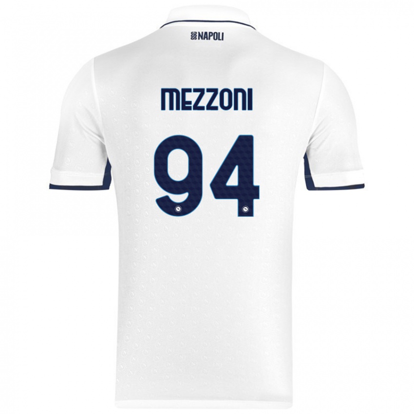 Niño Camiseta Francesco Mezzoni #94 Blanco Azul Real 2ª Equipación 2024/25 La Camisa México