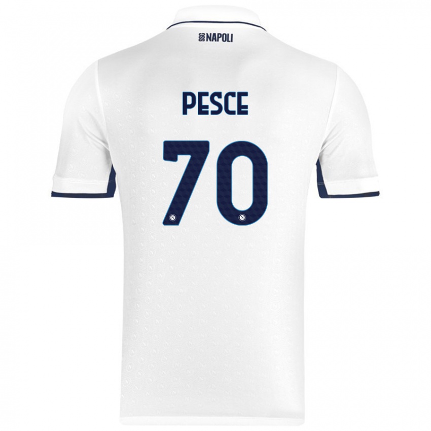 Niño Camiseta Antonio Pesce #70 Blanco Azul Real 2ª Equipación 2024/25 La Camisa México