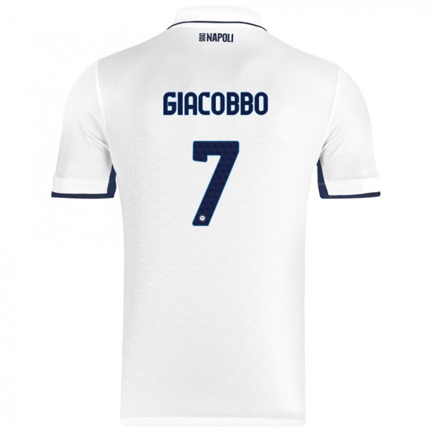 Niño Camiseta Giulia Giacobbo #7 Blanco Azul Real 2ª Equipación 2024/25 La Camisa México