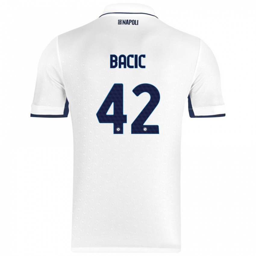 Niño Camiseta Doris Bačić #42 Blanco Azul Real 2ª Equipación 2024/25 La Camisa México