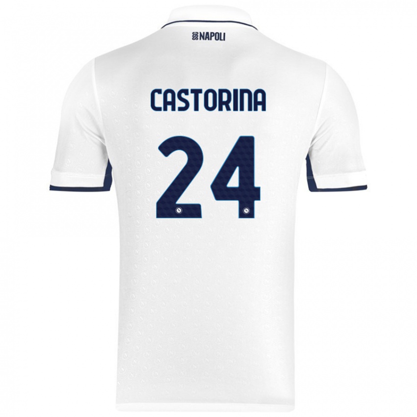 Niño Camiseta Alessandro Castorina #24 Blanco Azul Real 2ª Equipación 2024/25 La Camisa México