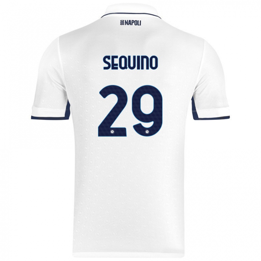 Niño Camiseta Giovanni Sequino #29 Blanco Azul Real 2ª Equipación 2024/25 La Camisa México