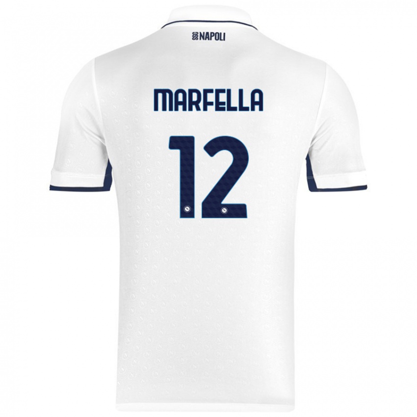 Niño Camiseta Davide Marfella #12 Blanco Azul Real 2ª Equipación 2024/25 La Camisa México