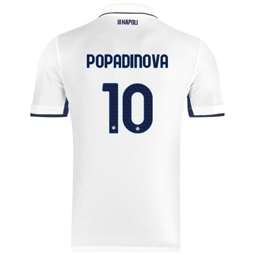 Niño Camiseta Evdokiya Popadinova #10 Blanco Azul Real 2ª Equipación 2024/25 La Camisa México