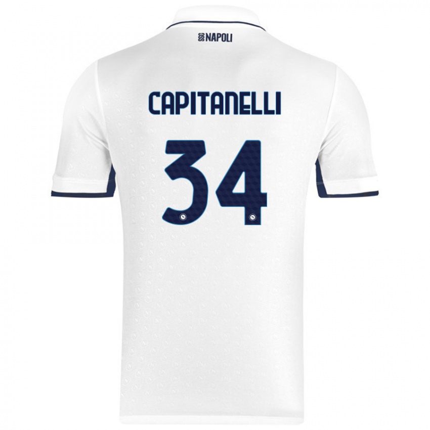 Niño Camiseta Ilaria Capitanelli #34 Blanco Azul Real 2ª Equipación 2024/25 La Camisa México