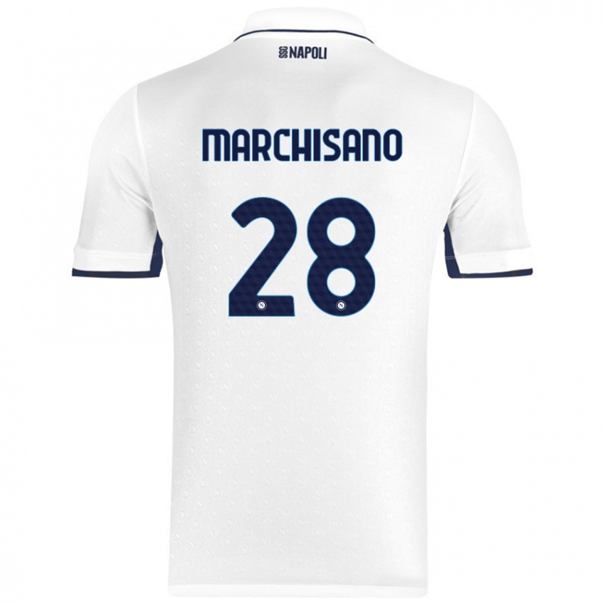 Niño Camiseta Matteo Marchisano #28 Blanco Azul Real 2ª Equipación 2024/25 La Camisa México