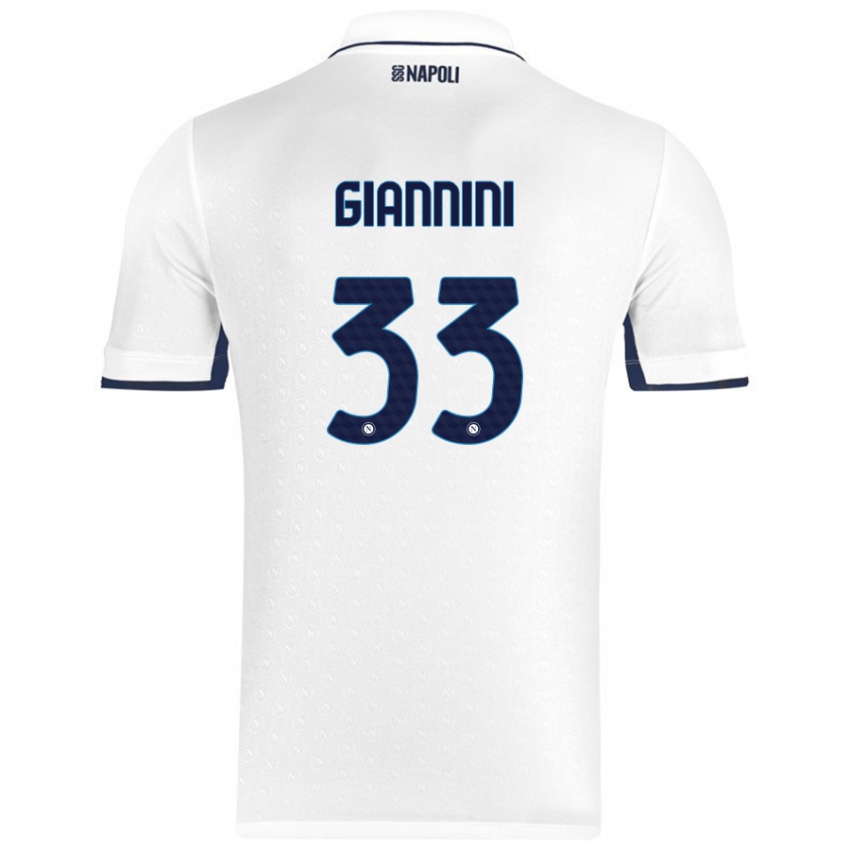 Niño Camiseta Enrico Giannini #33 Blanco Azul Real 2ª Equipación 2024/25 La Camisa México