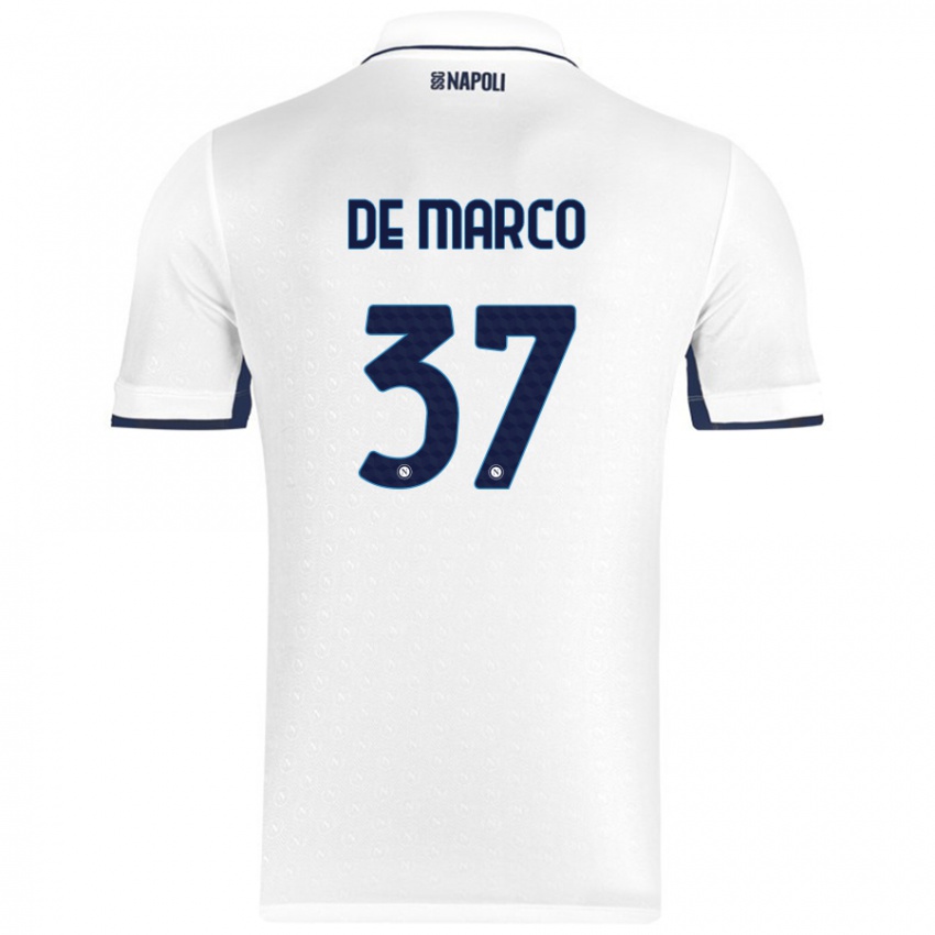 Niño Camiseta Francesco De Marco #37 Blanco Azul Real 2ª Equipación 2024/25 La Camisa México