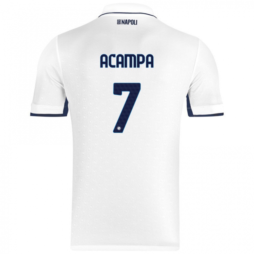 Niño Camiseta Davide Acampa #7 Blanco Azul Real 2ª Equipación 2024/25 La Camisa México