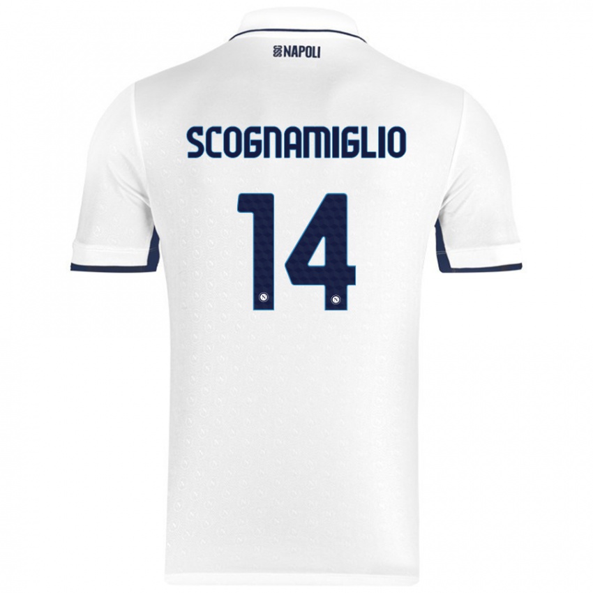 Niño Camiseta Fabio Scognamiglio #14 Blanco Azul Real 2ª Equipación 2024/25 La Camisa México