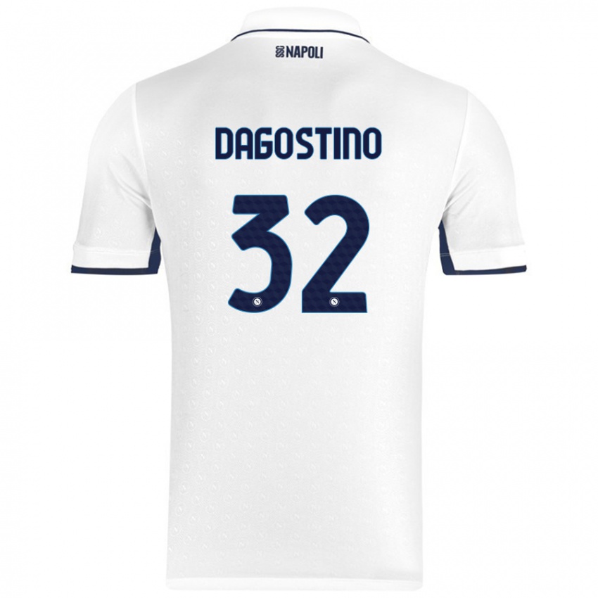 Niño Camiseta Giuseppe Dagostino #32 Blanco Azul Real 2ª Equipación 2024/25 La Camisa México