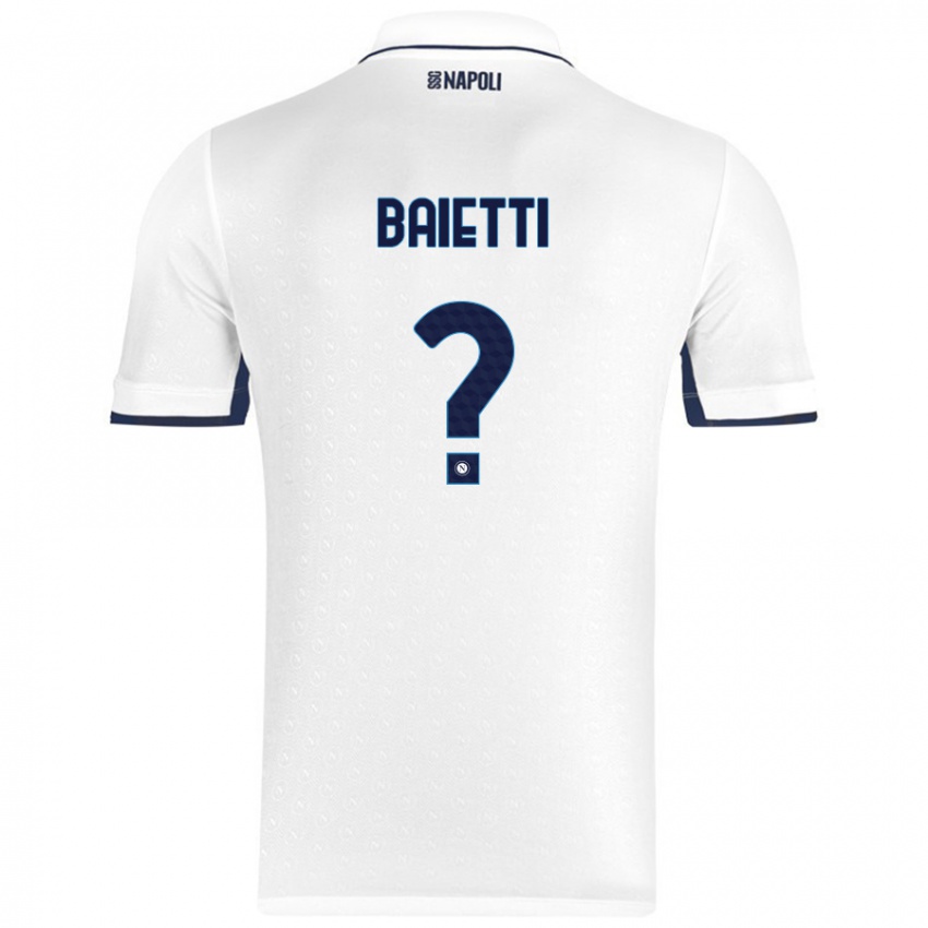 Niño Camiseta Francesco Baietti #0 Blanco Azul Real 2ª Equipación 2024/25 La Camisa México