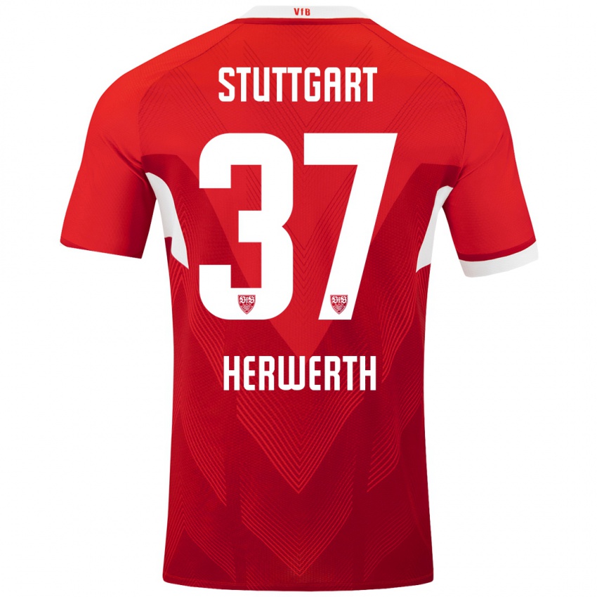 Niño Camiseta Maximilian Herwerth #37 Rojo Blanco 2ª Equipación 2024/25 La Camisa México