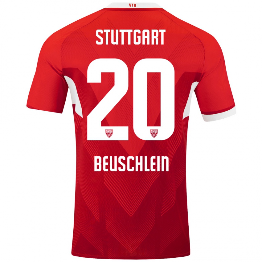 Niño Camiseta Jana Beuschlein #20 Rojo Blanco 2ª Equipación 2024/25 La Camisa México