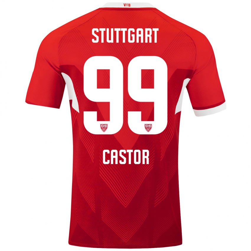 Niño Camiseta Gillian Castor #99 Rojo Blanco 2ª Equipación 2024/25 La Camisa México