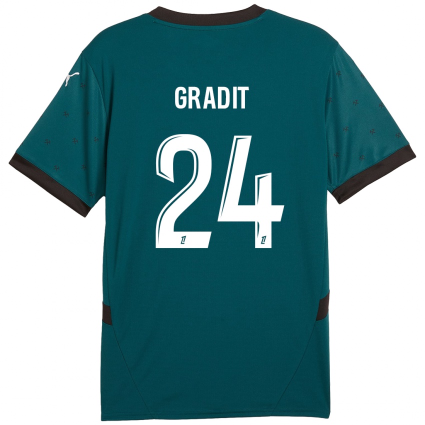 Niño Camiseta Jonathan Gradit #24 Verde Oscuro 2ª Equipación 2024/25 La Camisa México