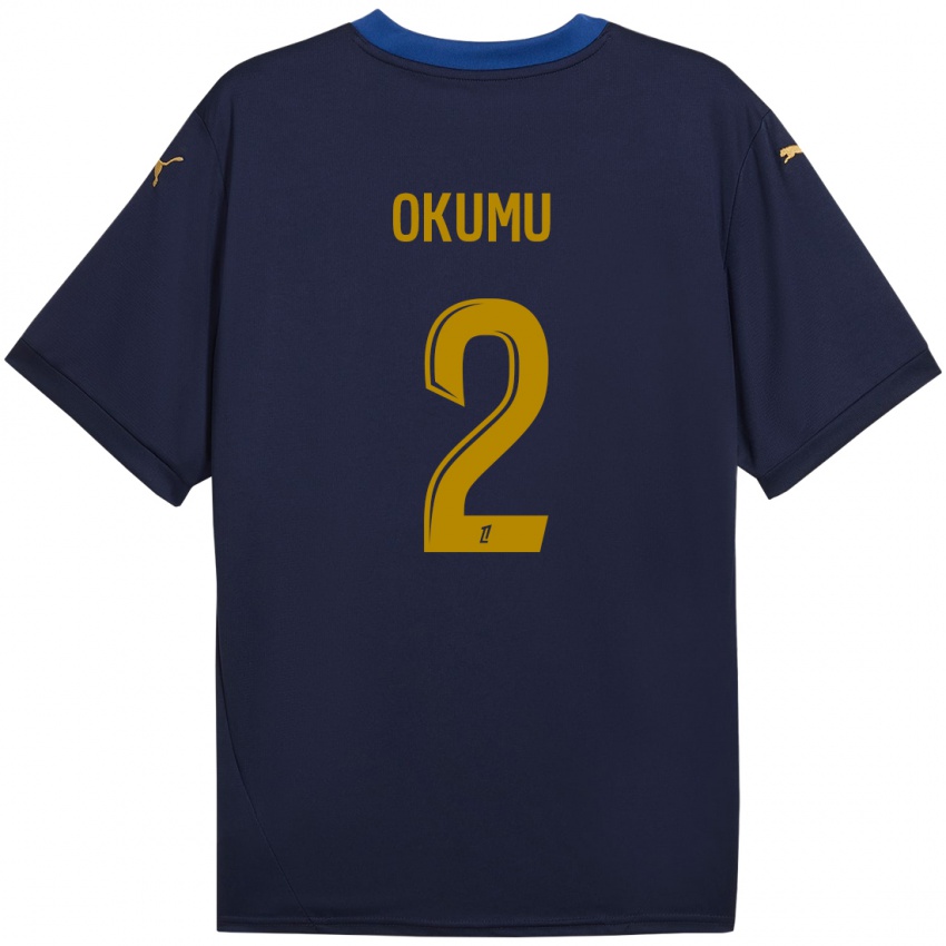 Niño Camiseta Joseph Okumu #2 Azul Marino Dorado 2ª Equipación 2024/25 La Camisa México