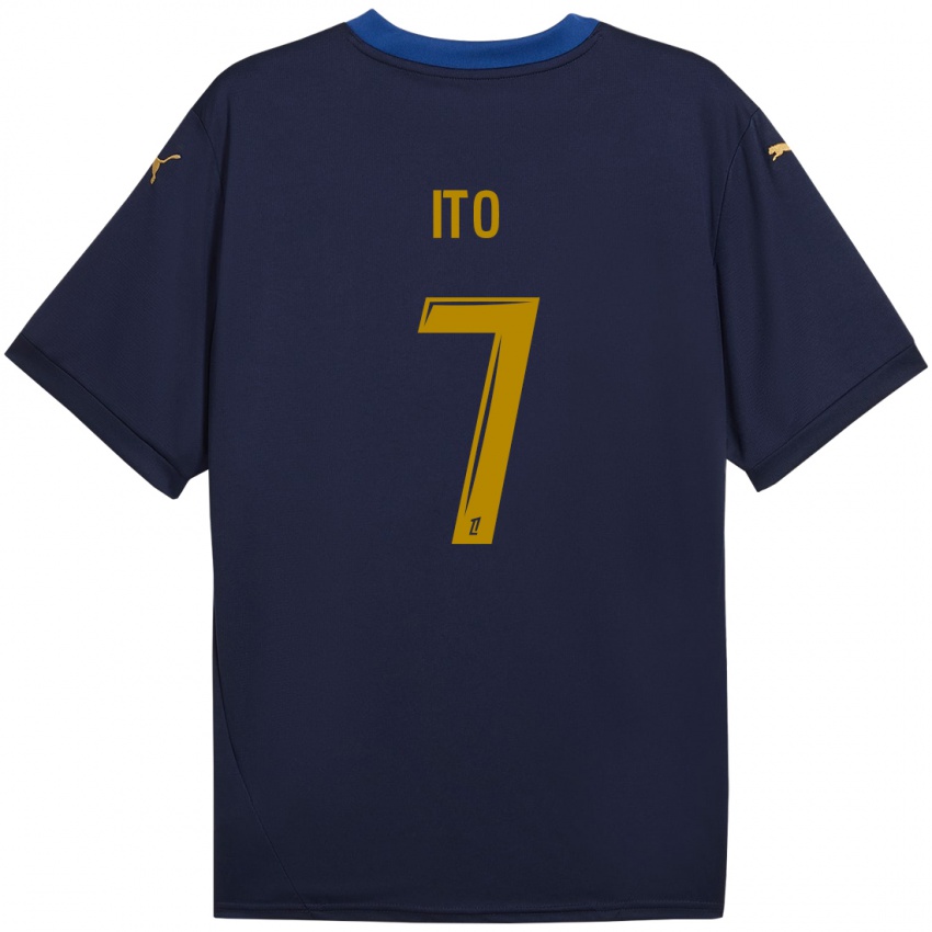 Niño Camiseta Junya Ito #7 Azul Marino Dorado 2ª Equipación 2024/25 La Camisa México