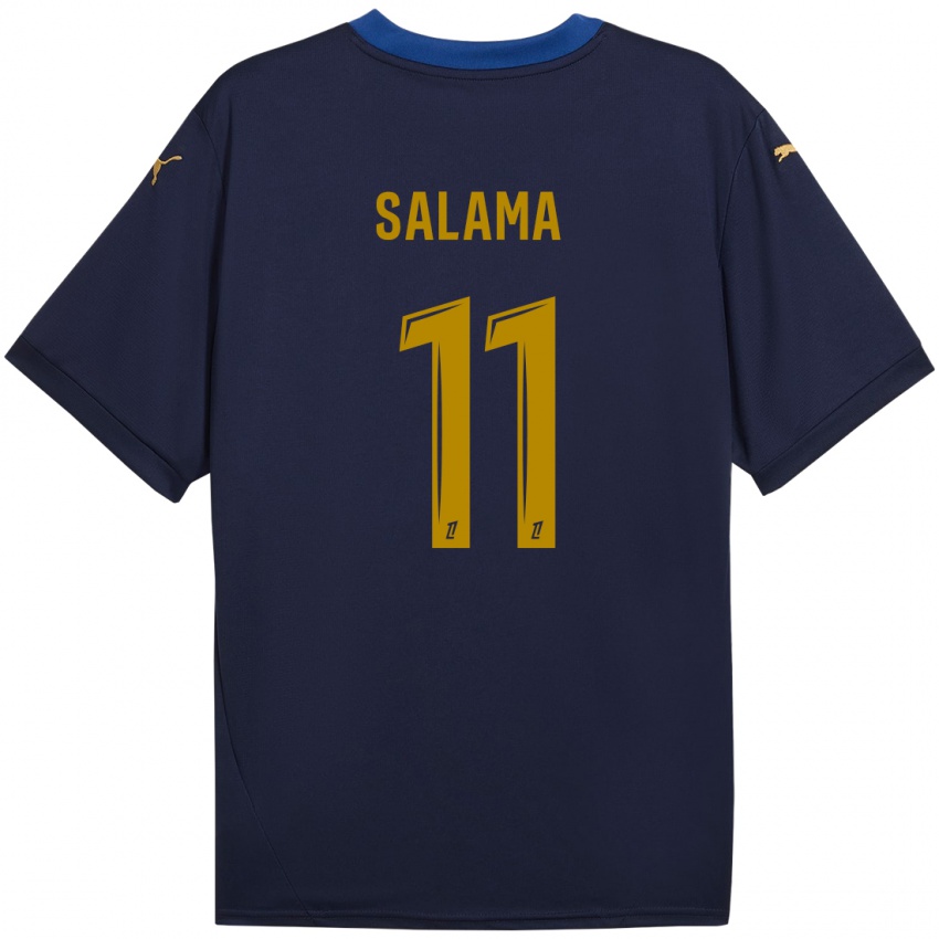 Niño Camiseta Amine Salama #11 Azul Marino Dorado 2ª Equipación 2024/25 La Camisa México