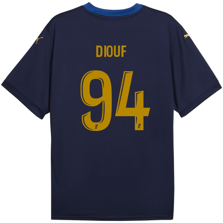 Niño Camiseta Yehvann Diouf #94 Azul Marino Dorado 2ª Equipación 2024/25 La Camisa México