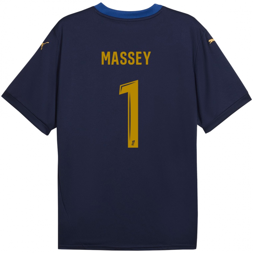 Niño Camiseta Kayza Massey #1 Azul Marino Dorado 2ª Equipación 2024/25 La Camisa México