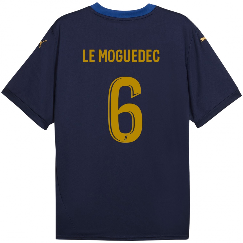 Niño Camiseta Anaële Le Moguédec #6 Azul Marino Dorado 2ª Equipación 2024/25 La Camisa México